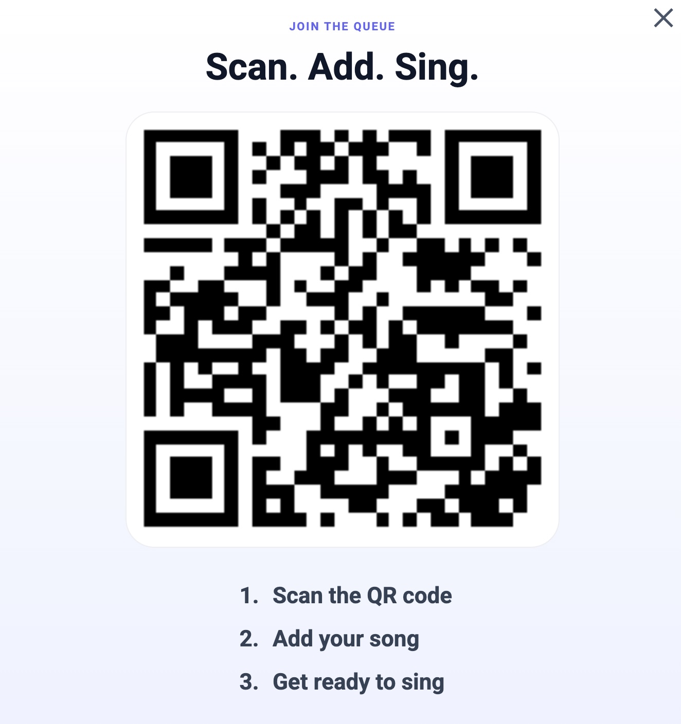 Quick Karaoke Signup QR code on the host screen