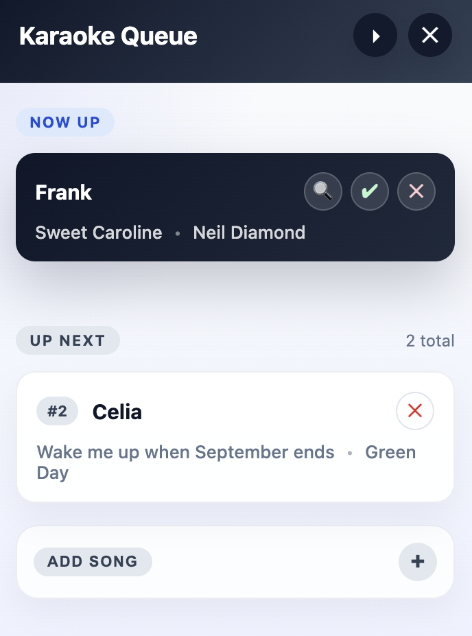 Quick Karaoke Signup queue overlay